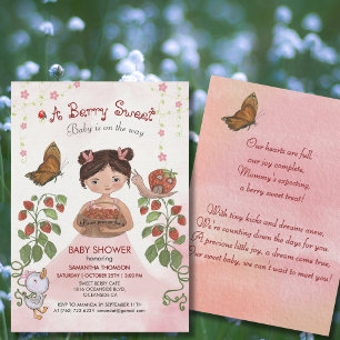 Watercolor Berry Sweet Baby Girl BABY SHOWER Einladung