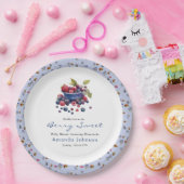 Watercolor Berry Sweet Blueberries Baby Shower Pappteller (Party)