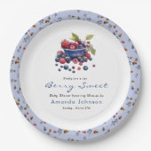 Watercolor Berry Sweet Blueberries Baby Shower Pappteller (Vorderseite)