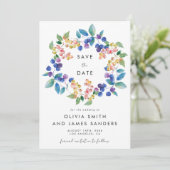 Watercolor Berry Wedding Save The Date (Stehend Vorderseite)