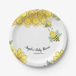 Watercolor-Bienen-Baby-Show-Party-Papier-Teller Pappteller