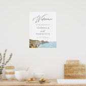 Watercolor Big Sur California Küste Willkommen Zei Poster (Küche)