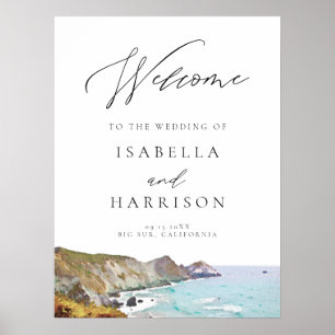 Watercolor Big Sur California Küste Willkommen Zei Poster