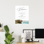 Watercolor Big Sur California Küste Willkommen Zei Poster (Heimbüro)