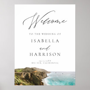 Watercolor Big Sur California Küste Willkommen Zei Poster