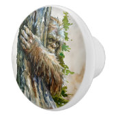Watercolor Bigfoot Hiding Forest Ceramic Pull Keramikknauf (Rechts)