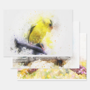 Watercolor Bird 5 Deco  Geschenkpapier Set