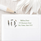 Watercolor Bird Black Feathers Rustic Boho Label (Insitu)