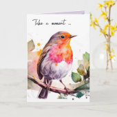 Watercolor Bird Karte (Gelbe Blume)