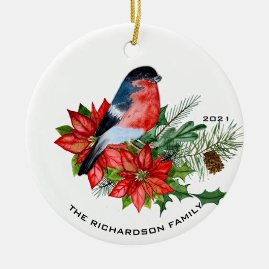 Watercolor Bird Keramik Ornament (Vorne)