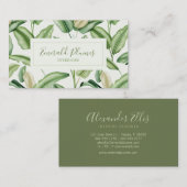 Watercolor Bird of Paradise Leaves Monogram Visitenkarte (Vorne/Hinten)