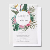 Watercolor Bird of Paradise Wreath Wedding Pergament Einladungen (Versetzt)