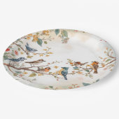 Watercolor Birds in Bloom Pappteller (Schrägansicht)