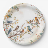 Watercolor Birds in Bloom Pappteller (Vorderseite)