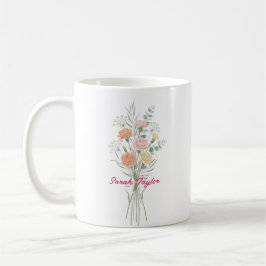 Watercolor Birth Flower Carnation Personalized Mug Kaffeetasse