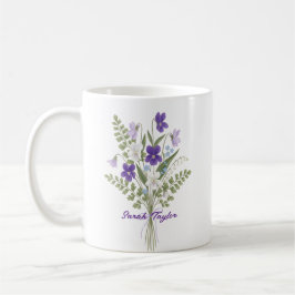 Watercolor Birth Flower Violet Personalized Mug Kaffeetasse