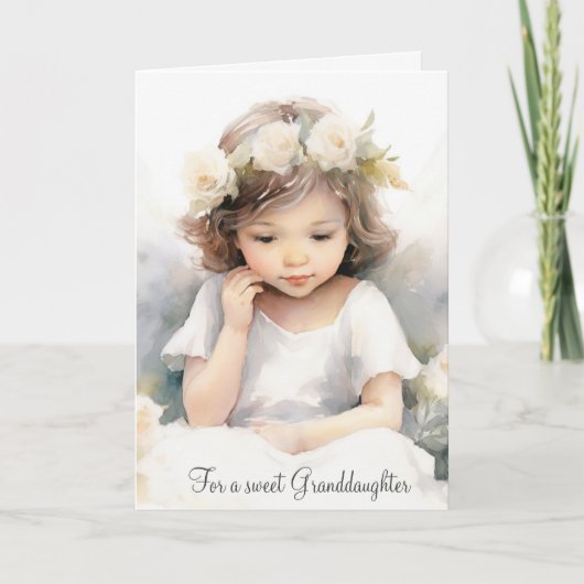 Watercolor Birthday Angel Girl for Grandtochter Karte (Vorderseite)