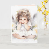 Watercolor Birthday Angel Girl Karte (Gelbe Blume)