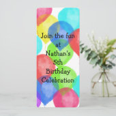 Watercolor Birthday Balloon Party Einladung (Stehend Vorderseite)