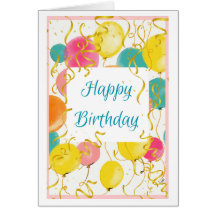Watercolor Birthday Balloons Card für sie