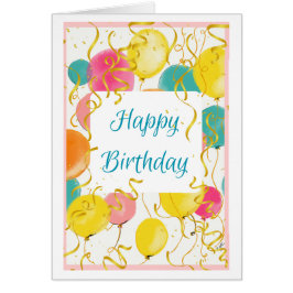 Watercolor Birthday Balloons Card für sie