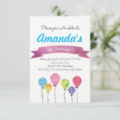 Watercolor Birthday Balloons Einladungen (Stehend Vorderseite)