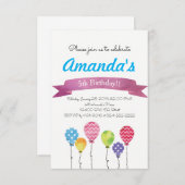 Watercolor Birthday Balloons Einladungen (Vorne/Hinten)