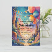 Watercolor Birthday Balloons Fantasy Landscape Einladung (Stehend Vorderseite)