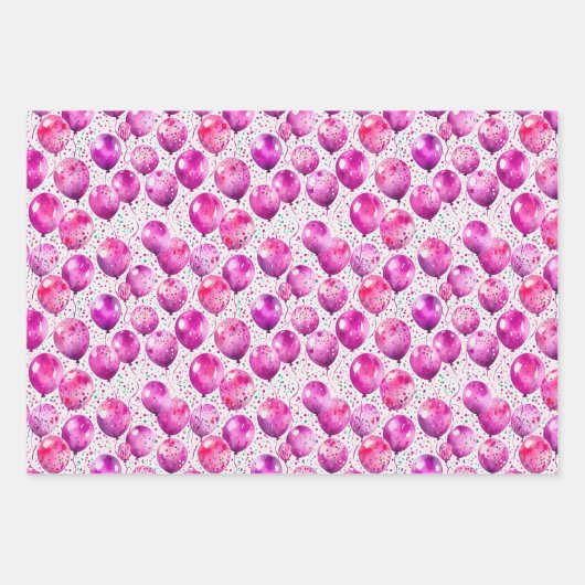 Watercolor Birthday Balloons Geschenkpapier Set (Vorderseite 3)