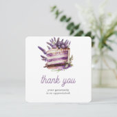 Watercolor Birthday Brunch Lavendel Cake Dankeskarte (Stehend Vorderseite)