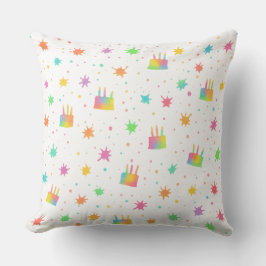 Watercolor Birthday Cake Colorful Paint Splatter Kissen