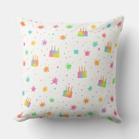 Watercolor Birthday Cake Colorful Paint Splatter Kissen (Vorderseite)