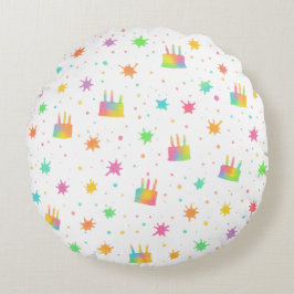 Watercolor Birthday Cake Colorful Paint Splatter Rundes Kissen
