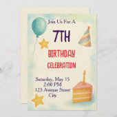 Watercolor Birthday Celebration Einladung (Vorne/Hinten)