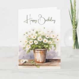 Watercolor Birthday Daisy Bouquet Karte