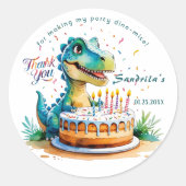 Watercolor BIRTHDAY Dinosaur Sticker (Vorderseite)