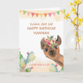 Watercolor Birthday Llama Karte (Gelbe Blume)