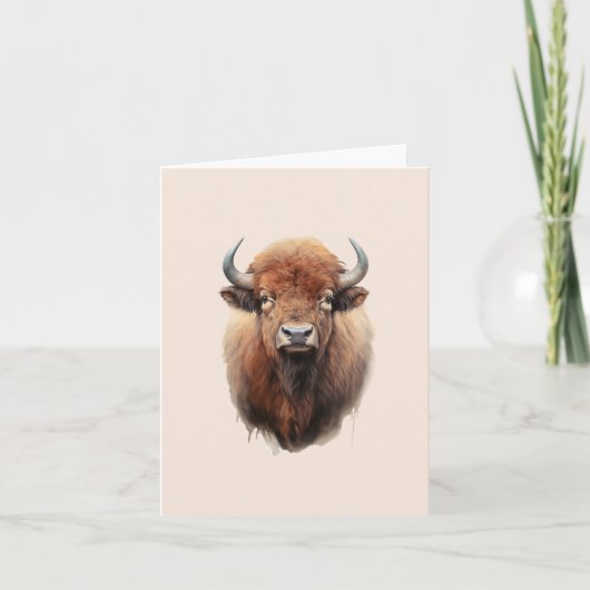 Watercolor Bison Portrait Dankeskarte (Vorderseite)