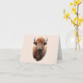 Watercolor Bison Portrait Karte (Gelbe Blume)
