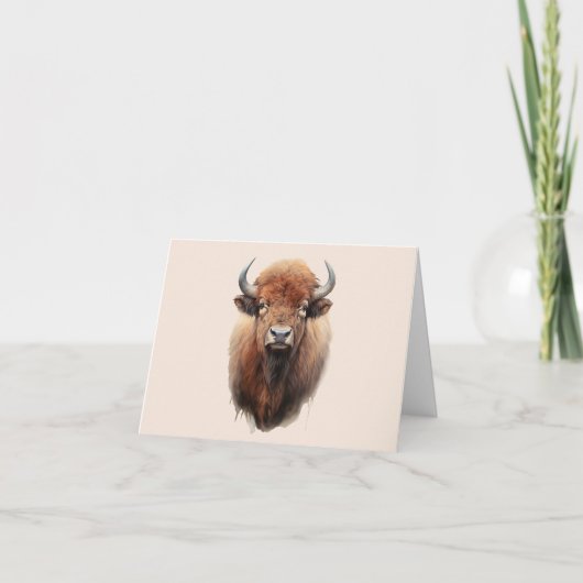 Watercolor Bison Portrait Karte (Vorderseite)