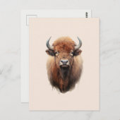 Watercolor Bison Portrait Postkarte (Vorne/Hinten)
