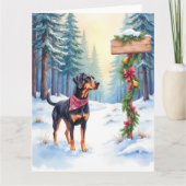Watercolor Black and Tan Coonhound Forest Trail Karte (Vorderseite)
