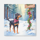 Watercolor Black and Tan Coonhound Forest Trail Magnet (Vorne)