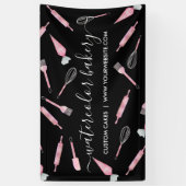 Watercolor Black Bakery Utensils Homemade Chef Banner (Vertikal)