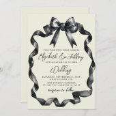 Watercolor Black Bow Coquette Moderne Chic Hochzei Einladung (Vorne/Hinten)