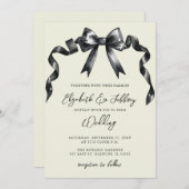 Watercolor Black Bow Coquette Moderne Chic Hochzei Einladung (Vorne/Hinten)