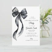 Watercolor black bow modern graduation party einladung (Stehend Vorderseite)