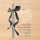 Watercolor Black Bow Tying The Knot Bridal Shower Acryleinladungen (Vorderseite)