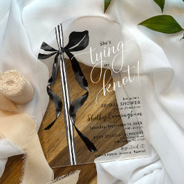 Watercolor Black Bow Tying The Knot Bridal Shower Acryleinladungen