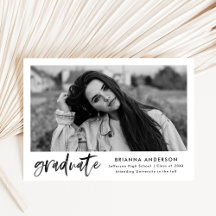 Watercolor Black Brush Script Graduation Party